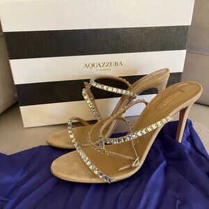 Aquazzura So Vera 105mm Sandals in Nude Womens Size 39